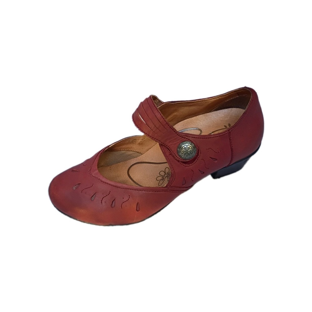 Aetrex Dark Red Leather Women's US 10.5 Mary Jane Wedge Shoes Adjustable EE759W